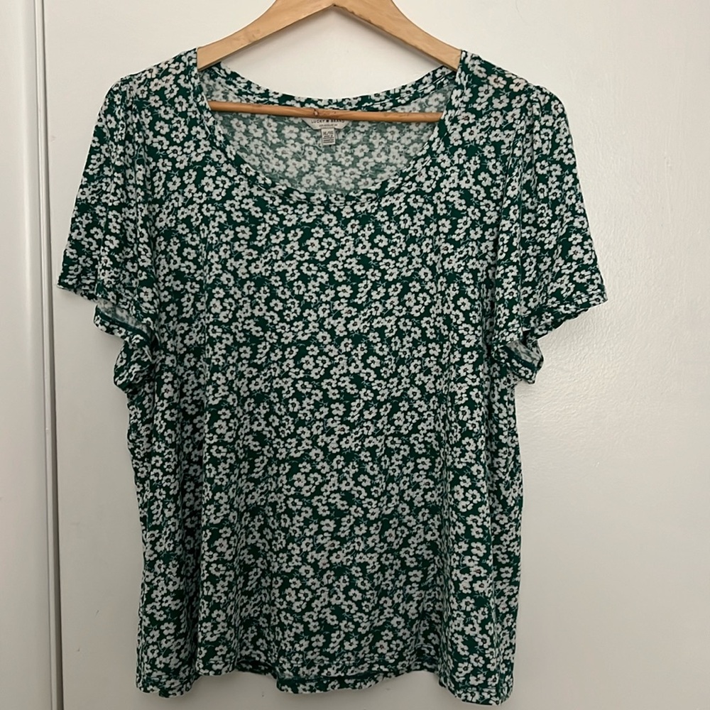 Lucky green floral blouse/shirt XL